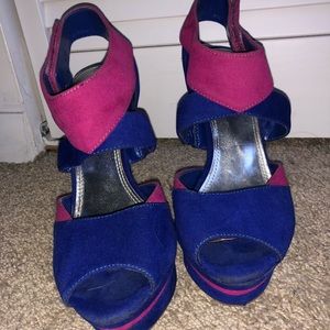 Pink and blue heels